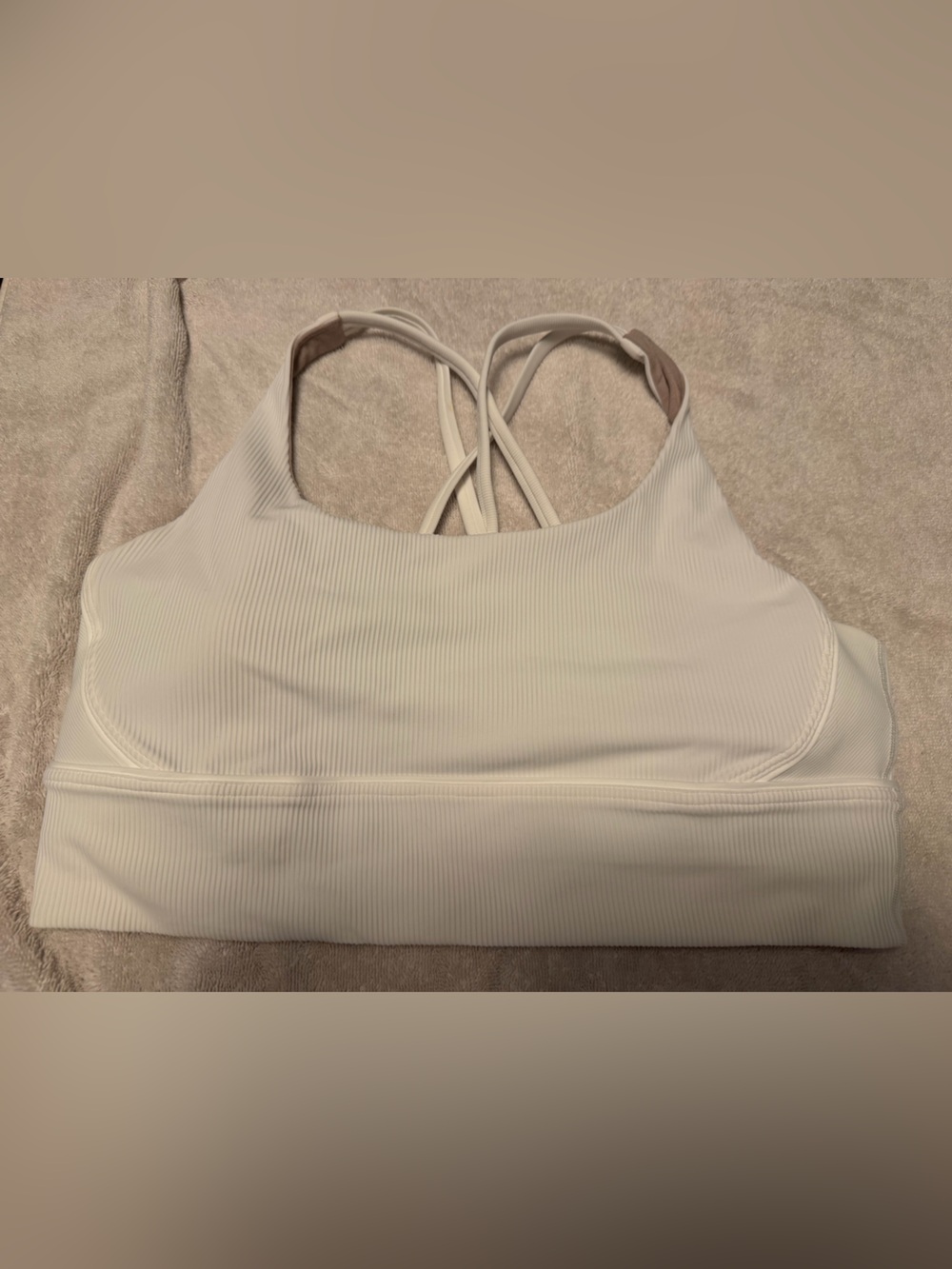 Lululemon Energy Longline Bra Ribbed Luxtreme White | Medium Support | Size 14